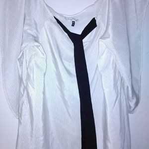 White pin stripe long sleeve blouse